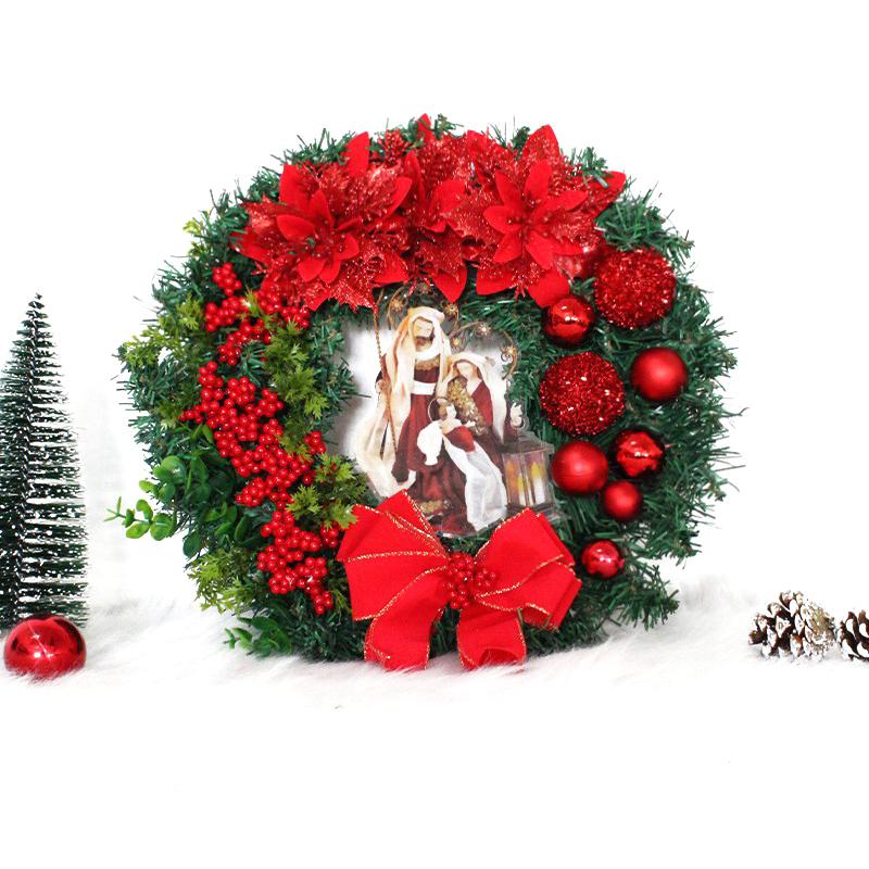 3D Christmas Hanging Sign Holy Jesus Print Berry Clusters Wreath Front Door Sign For Front Door Window Wall