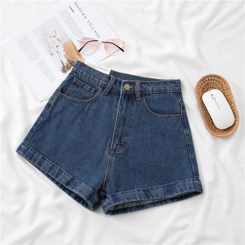 Women's A-line Rolled Hem Denim Shorts - Summer Thin Style, Influencer Fashion, Casual Wide Leg Hot Pants
