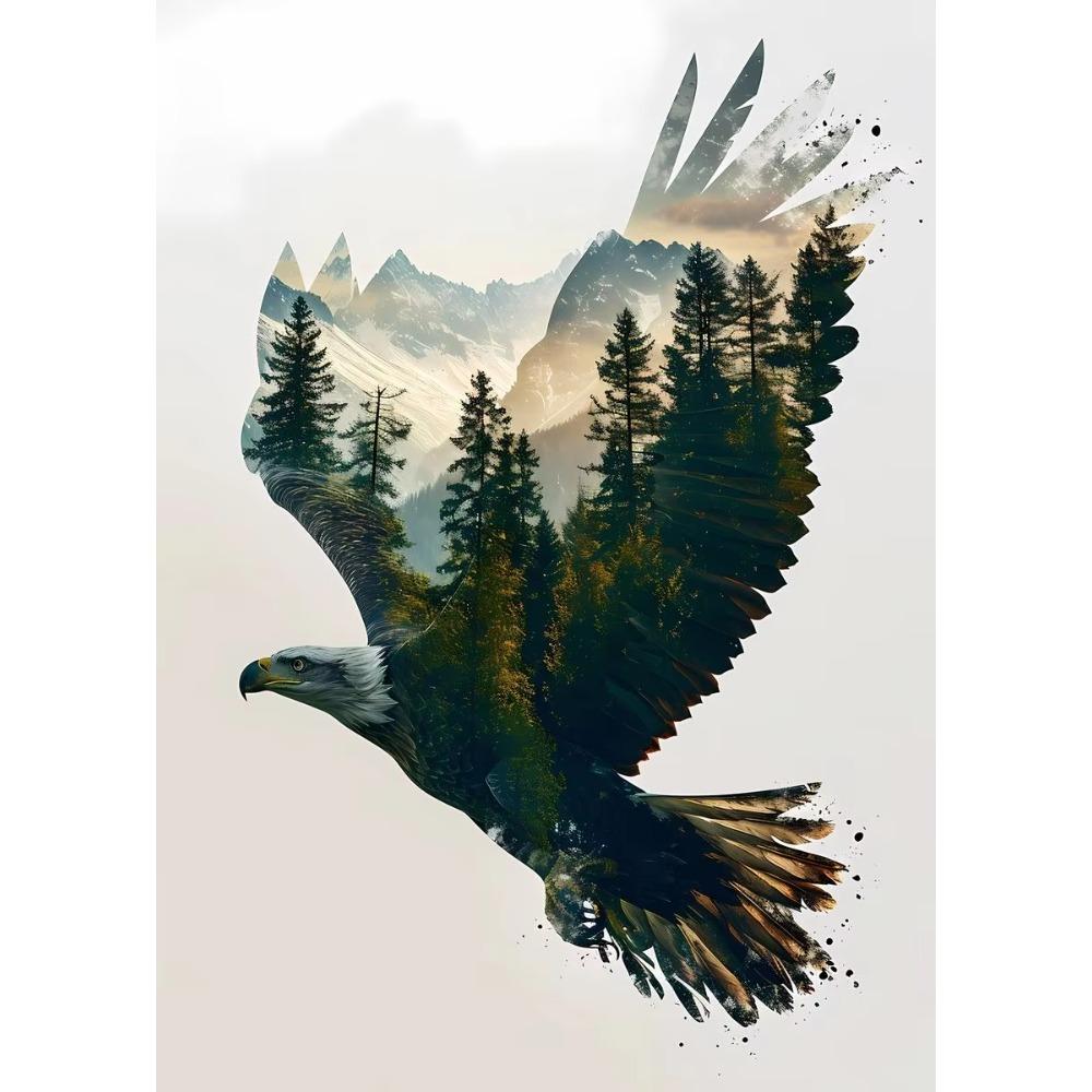 Animal and Forest Poster Eagle Wolf Tiger Lion Cat Panda Fox Tree Canvas for Living Room Home Decor Wall Art Mural