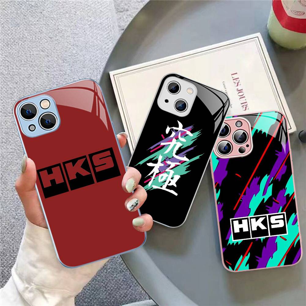 Sports Car H-HKS JDM Logo For IPhone 14 13 12 Mini 11 Pro XS Max X XR 14 Plus Tempered Glass Cover