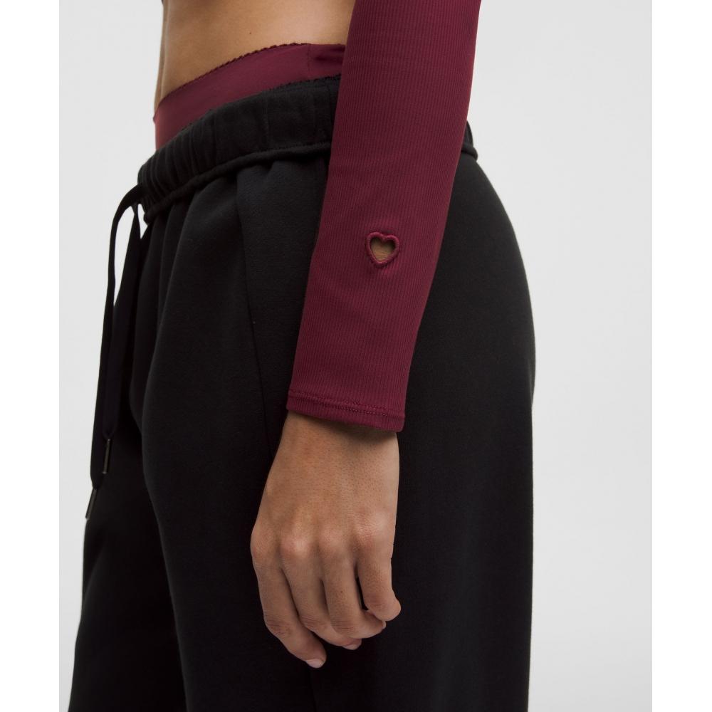 Lululemon Nulu Ribbed Wrap Front Long Sleeve Shirt  Heart Burgundy Bay