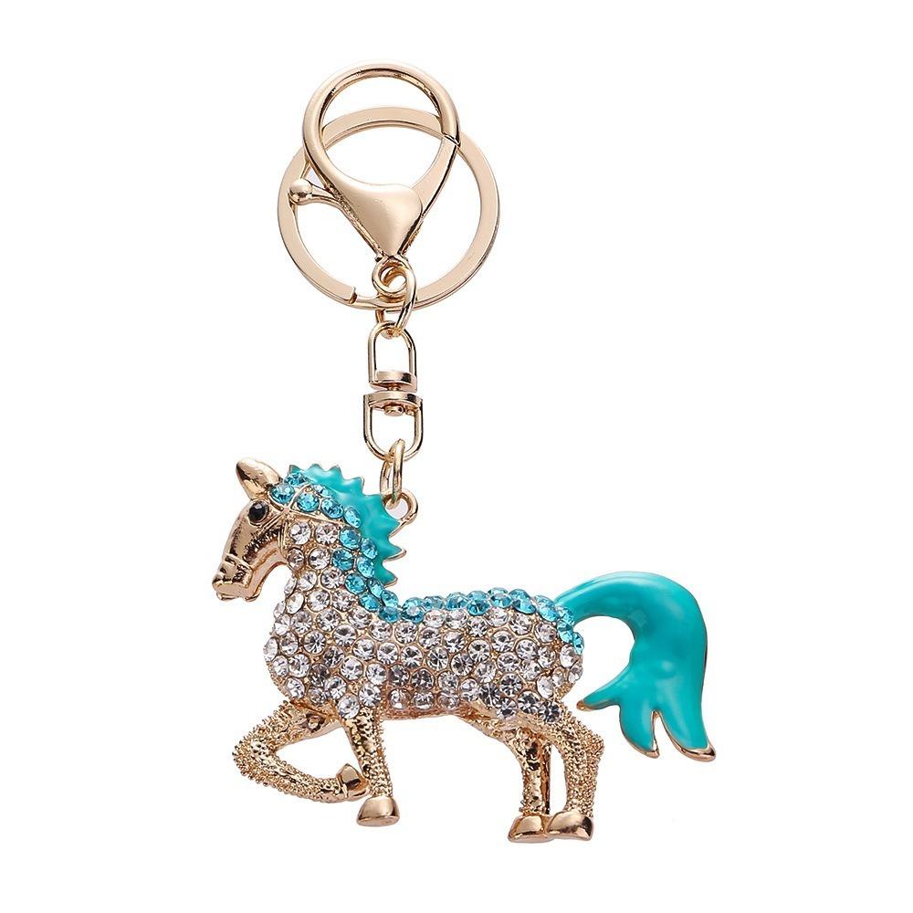 

Colorful Horse Pendant Keychain Metal Animal Key Ring Luxury Horse KeyChain For Women Men