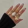 Personalized Retro Combination Ring Fashion Versatile Liquid Lava Flower Irregular Ring Set for Women