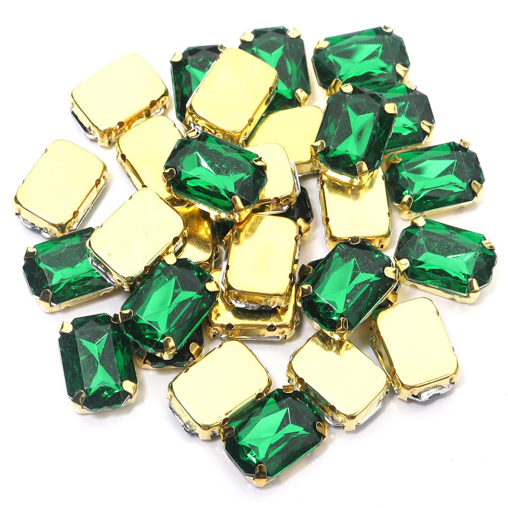 30pcs/lot Square Acrylic Rhinestone Beads Stainless Steel Gold Bottom Sew On Rhinestones For DIY Clothing Headwear Jewelry Decor