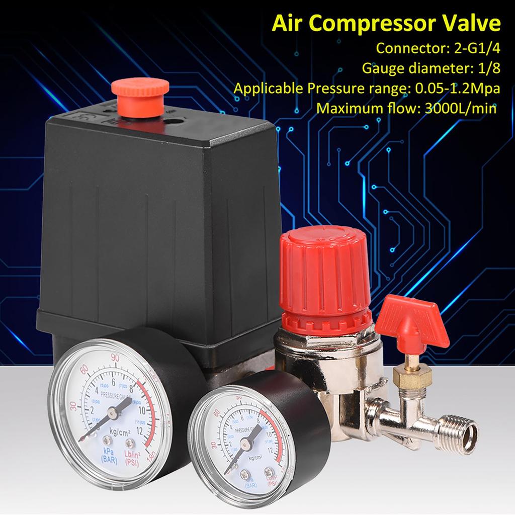 Compact Air Pressure Switch Control Valve Regulator with Pressure Gauges