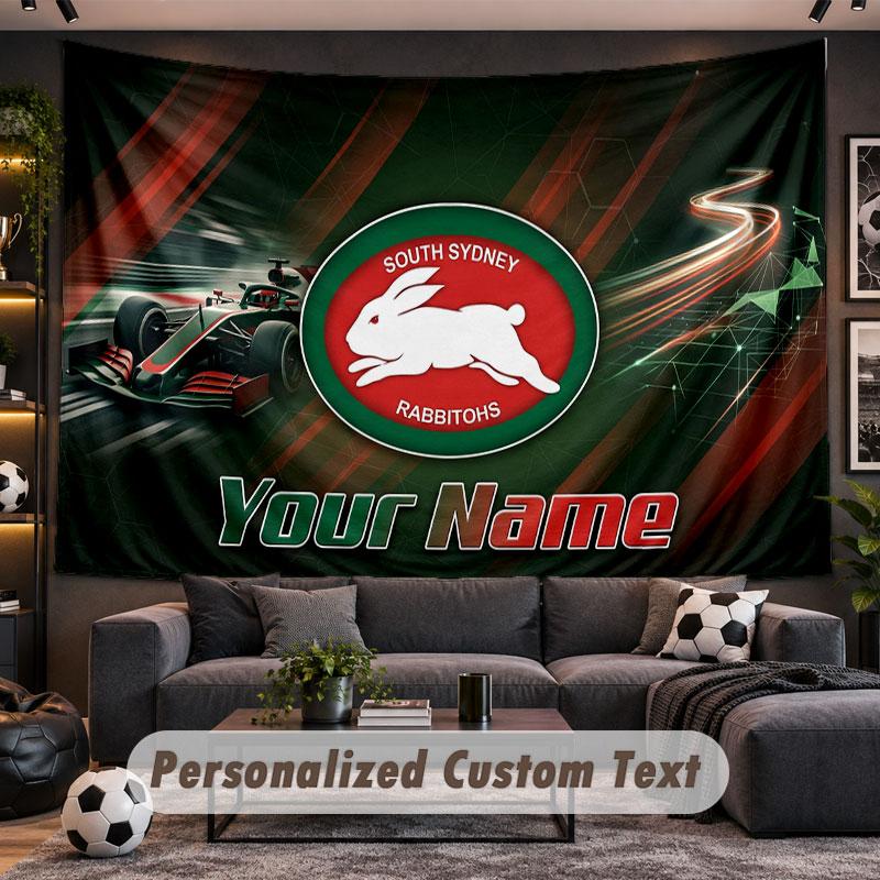 Wall Hanging Tapestry Custom NameSouth Sydney Rabbitohs Pattern Personalized Printed Fabric Wall Decor