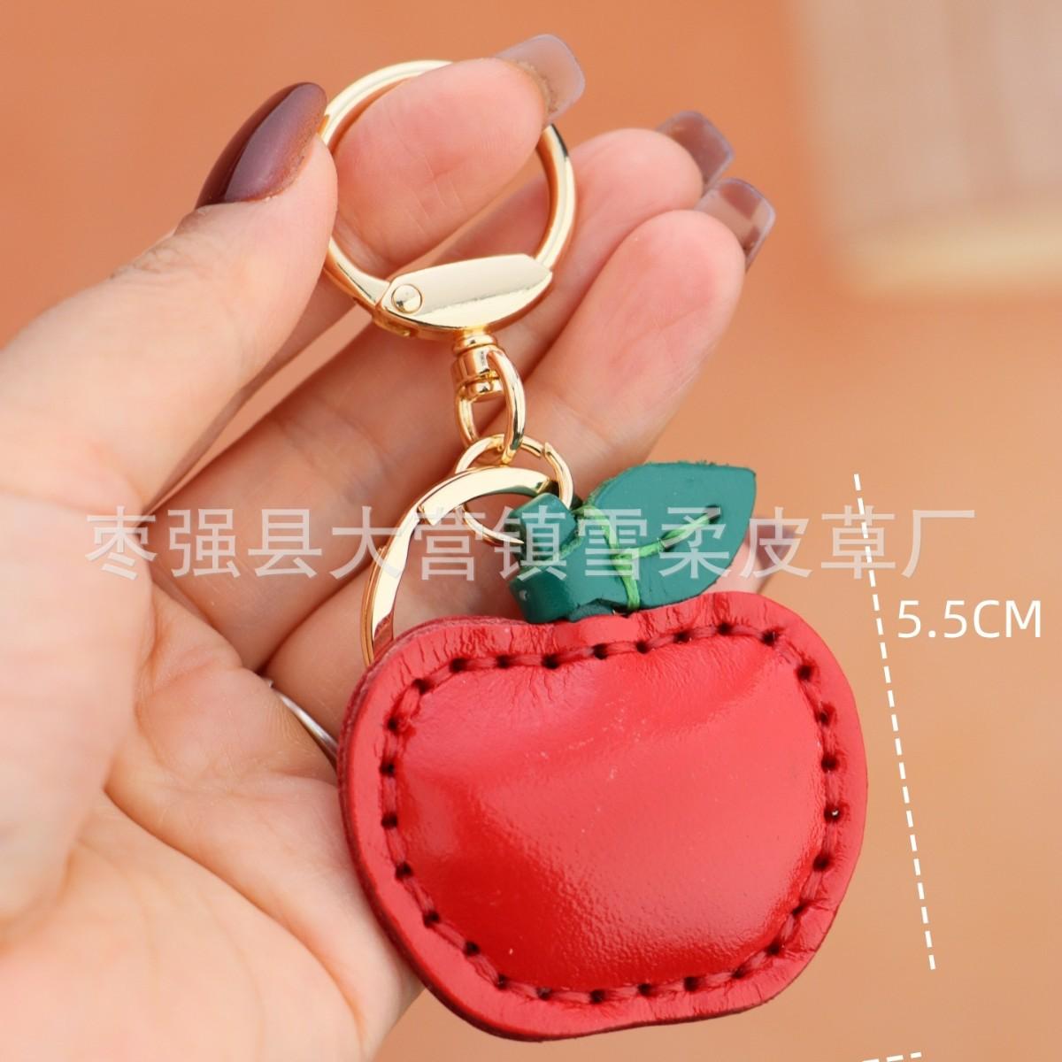 

First Layer Cowhide Eggplant Keychain Pendant, Locomotive Car Key Chain Accessories, Bag Pendant, Cute Little Gift.