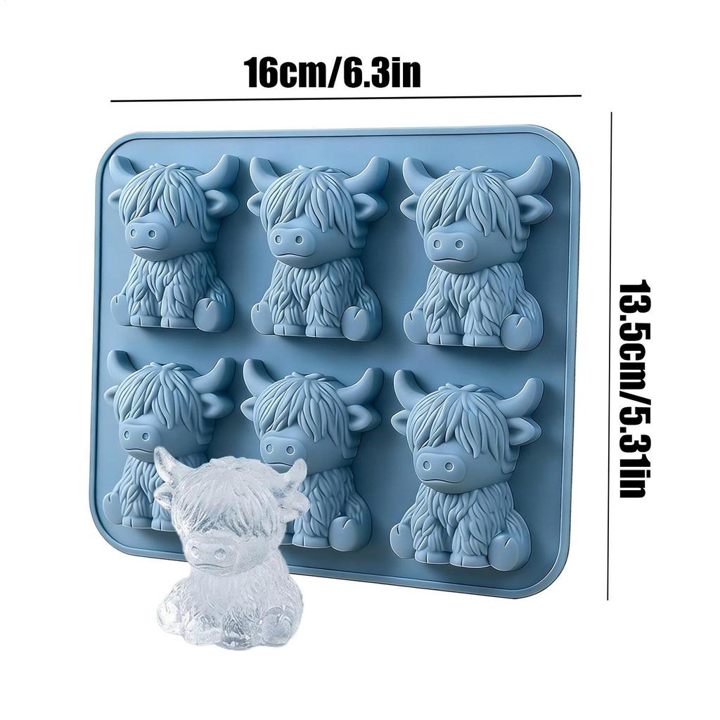 Mini Whiskey Ice Mold 6 Cavity Cute Cow Shaped Chilling Cube Making Tool 3D Ice Molds for Whiskey Cocktails Friends Gifts