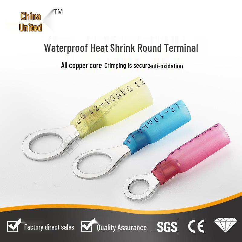 Waterproof Heat Shrink Round Crimp-free Terminal - Insulated RV Ring Terminal In Stock