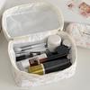Fashion Korean Style Cosmetic Bag Multi-size Zipper Travel Storage Bags Pink Bow Plaid Makeup Quilted Bag for Women Girls