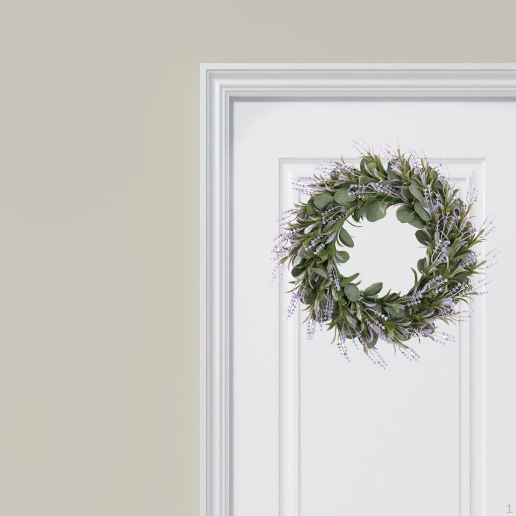 Large Lavender Wreath Artificial Leaves Flower Garland Plant Door Wall Hanging Farmhouse