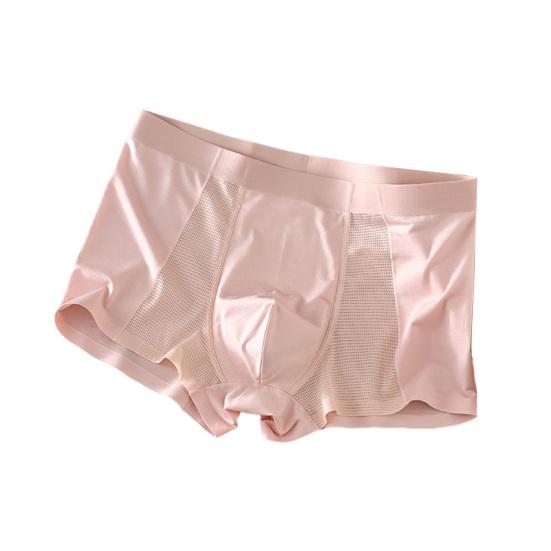 Men Boxer Underwear Briefs Pure Fit Shorts Breathable Mesh Boxer Color Slim Panties XXXL розовый
