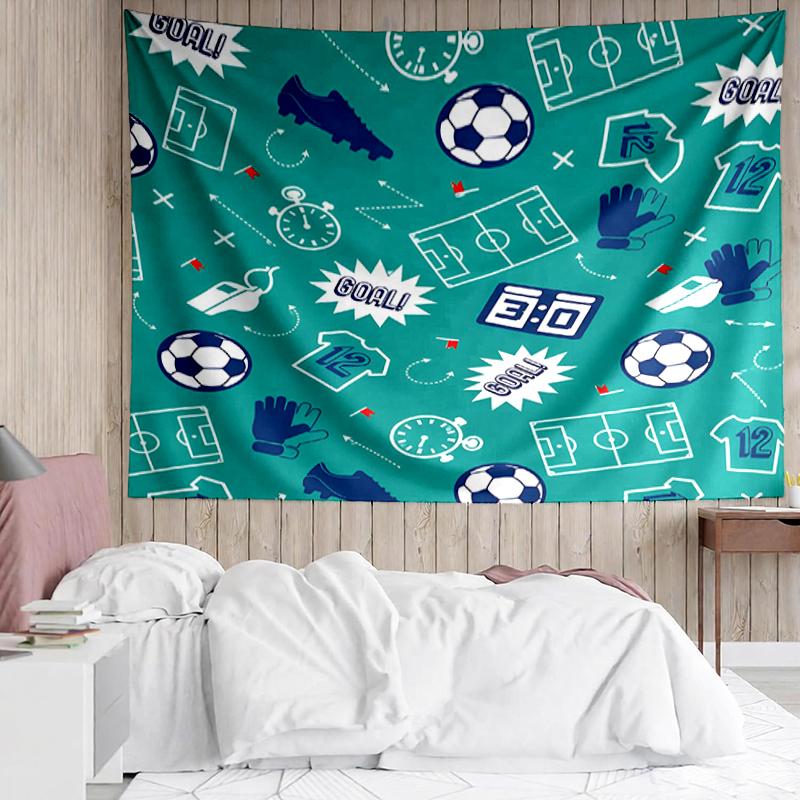 Soccer Print Tapestry, Backdrop, Easy Setup, Ideal for Bedroom, Office & Living Room, with Aesthetic Wall Hanging Decor.