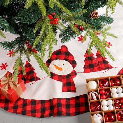 Christmas Tree Skirt Classic Red And Black Plaid Tree Skirt, Christmas Tree Decorative Floor Mat