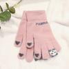 Autumn and winter five-finger gloves knitted student thickened cartoon panda cute warm