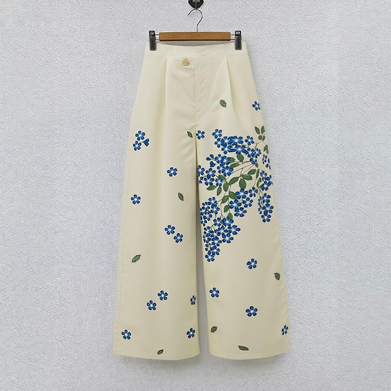 ZANZEA Womens Loose Casual Print Straight Pants