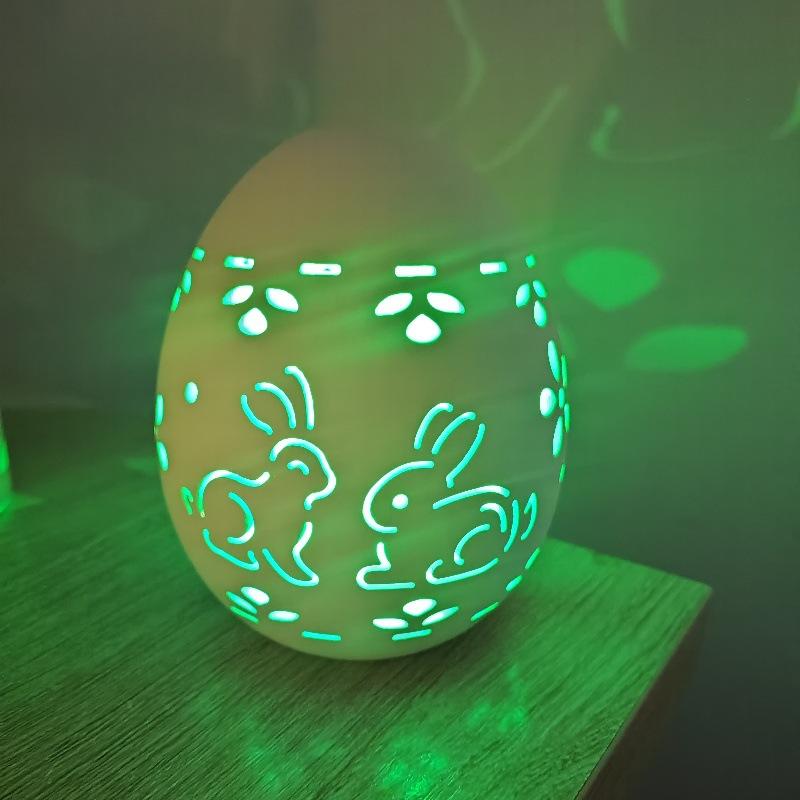 

Easter egg hollowed-out luminous rabbit Easter desktop decoration ceramic craft ornament European style