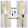 MISS WIG Women Natural Body Wavy Long Ponytail Hair Extensions Synthetic Drawstring Ponytails Black Blonde Hairpiece Daily Use