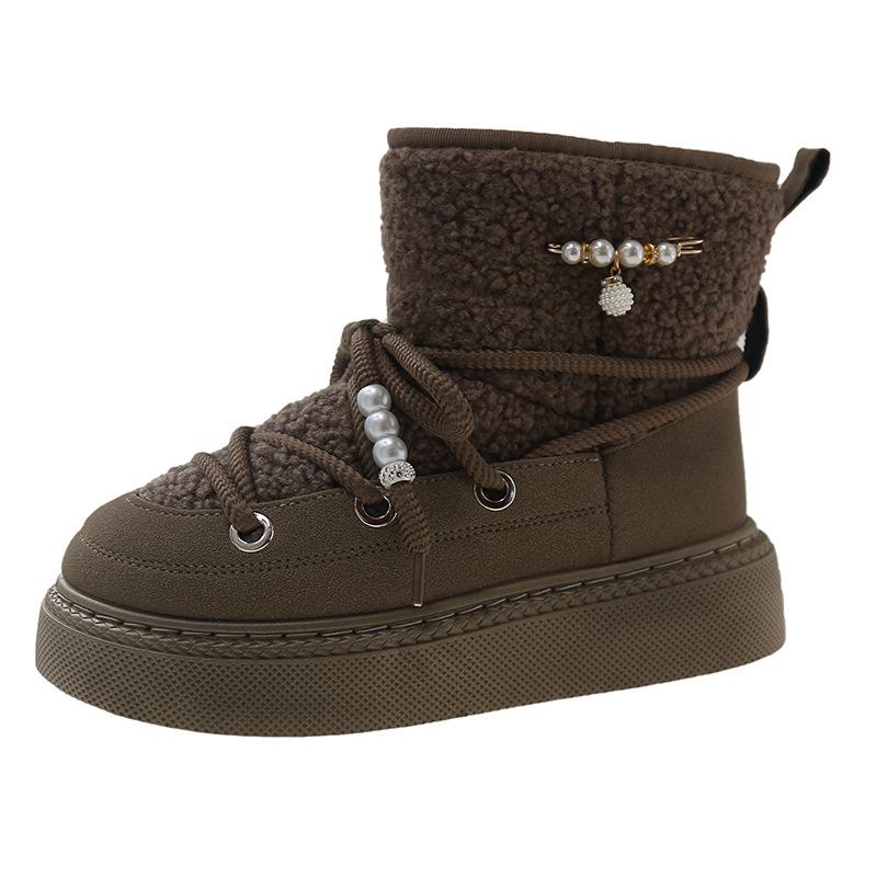 

2024 Модные теплые хлопковые ботинки на шнуровке с круглым носком на платформе, универсальные зимние ботинки на плоской подошве, повседневные зимние ботинки для женщин, женские ботинки 43 зелёный