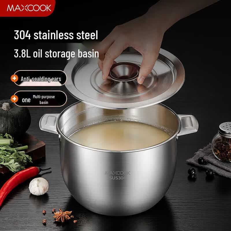 MAXCOOK 304 Stainless Steel Double-Handled Lard Pot