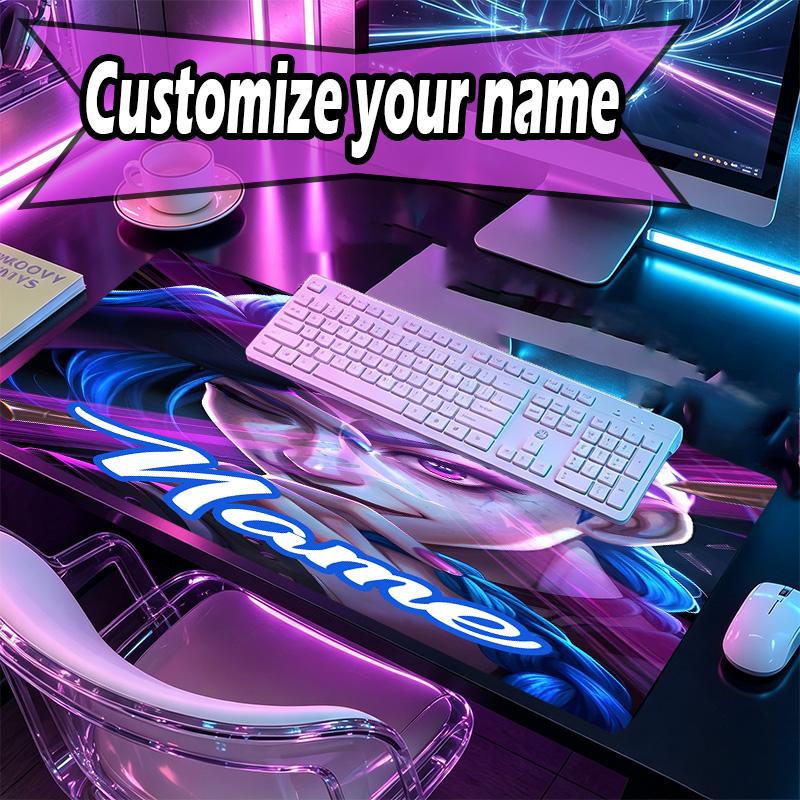 Custom Name Personalized Jinx Pattern Mousepad, Laptop PC Desk Mat, Decorative Desk Mat for Home Keyboard Pad Gift