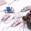 1Pc Dollhouse Miniature Wooden Sledge Christmas Tree Craft Pendant Mini Solid Sleigh Wood Small Scene Hanging Xmas Gift Decor