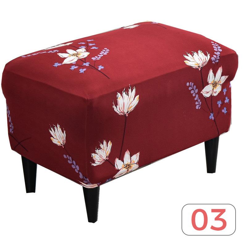 Nordic Style Ottoman Covers Spandex Rectangle Stool Cover All-inclusive Footstool Covers Furniture Protector Sofa Footrest Cover