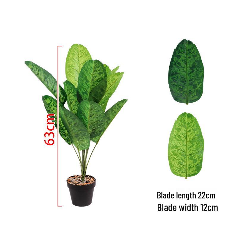 Simulation Traveler's Palm and Bird of Paradise Evergreen Large Potted Plant, 24 Heads, Indoor Floor Standing Bonsai
