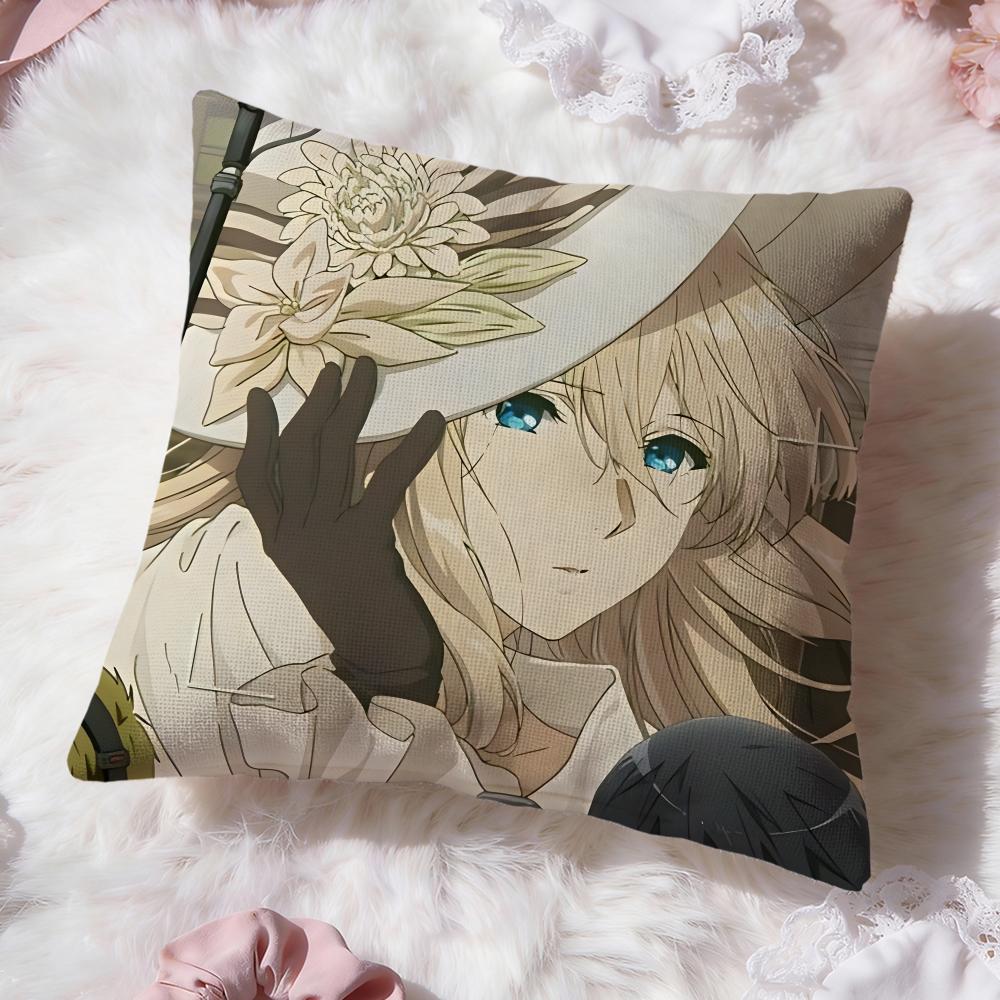 anime v-Violet Evergarden Cushion Cover Premium Comfort Reversible Pillow Cove -Two in One Design for Any Room & Car Interior