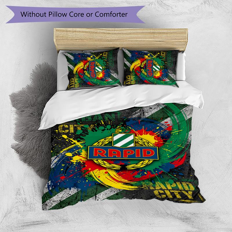 Rapid Wien FC Printed 3PCS Bedding Set Breathable Duvet Cover with Pillowcases Decorative Bed Linen for Bedroom Home