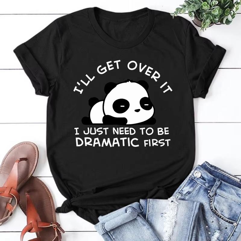 

Cute Panda Printing T-Shirt Women Fashion Casual Tees Round Neck T-Shirt S разноцветный