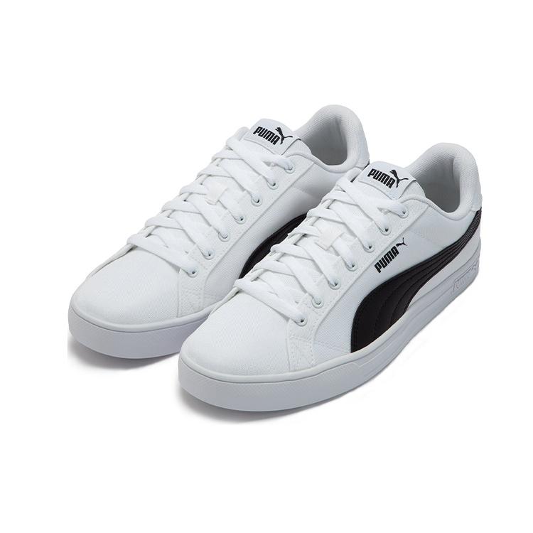 PUMA Smash Vulc Retro Casual Skateboarding Shoes Unisex White Black Shoe 'White Black' Men's 385554-01
