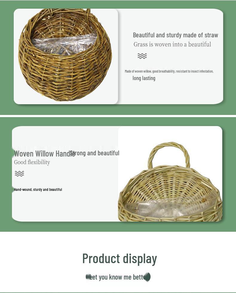 Handmade Willow Woven Wall Hanging Flower Basket Pot