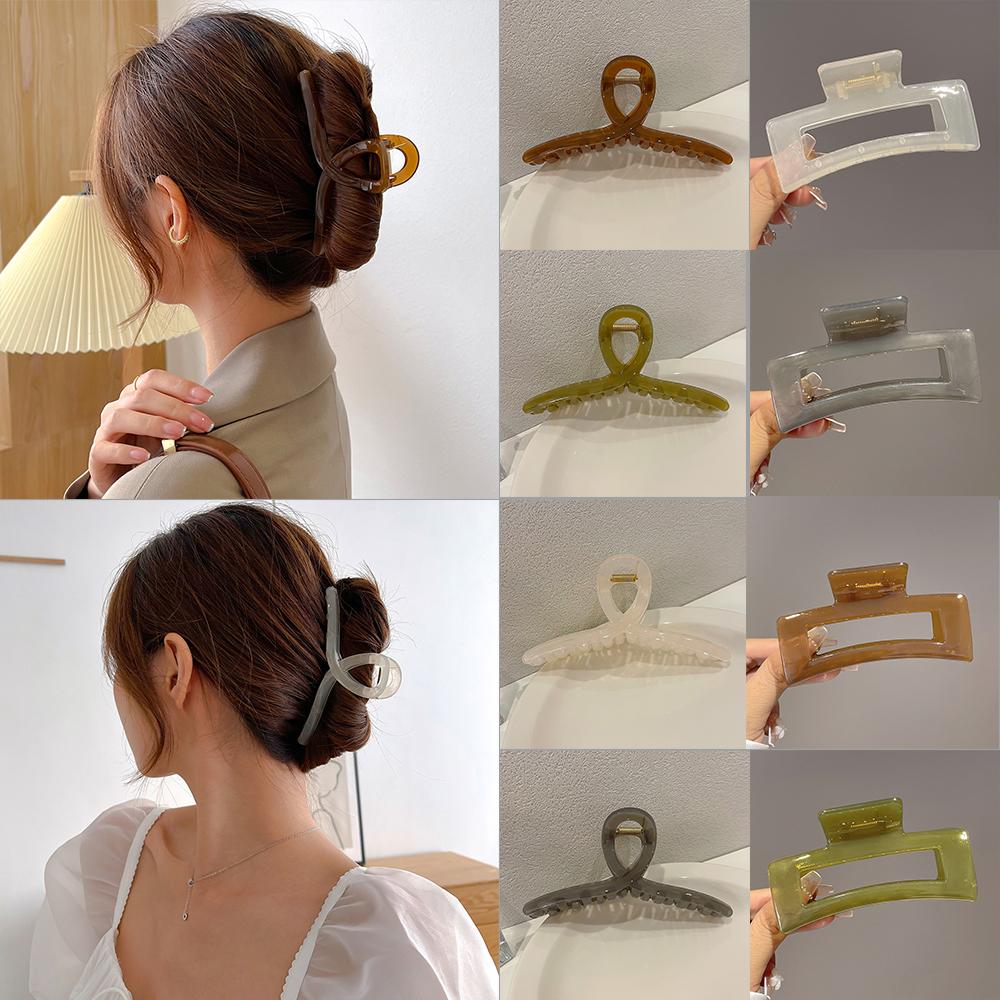 

Акриловая заколка-краб для волос для женщин и девочек, корейская прозрачная желеобразная пластиковая заколка-краб для волос, заколки-хвосты, аксессуары для волос