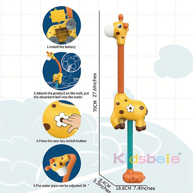 Baby Bath Shower Head Toy Cute Giraffe Baby Electric Shower Toys Bathtub Water Sprinkler Bathtub Toys For Kids Toddlers