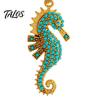 Talos Women Blue Seahorse Necklace, Rhinestone Pendant Stylish Sea Creature Summer Beach Gift for Her Wife Girlfriend