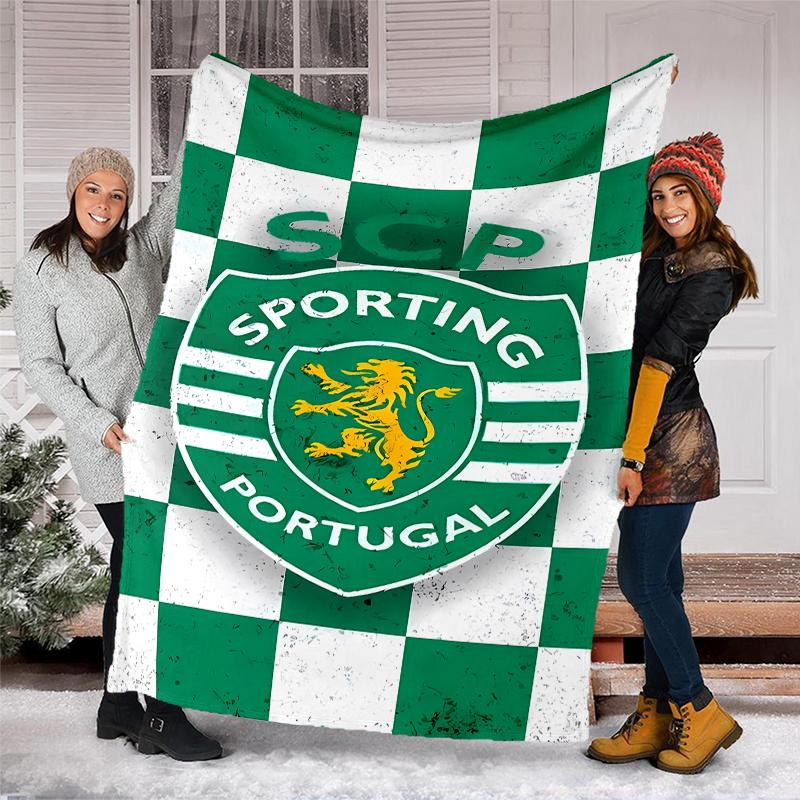 Sporting CP logo printed throw blanket—soft,warm;versatile blanket for all seasons—perfect as &air-conditioning throw,nap blanket