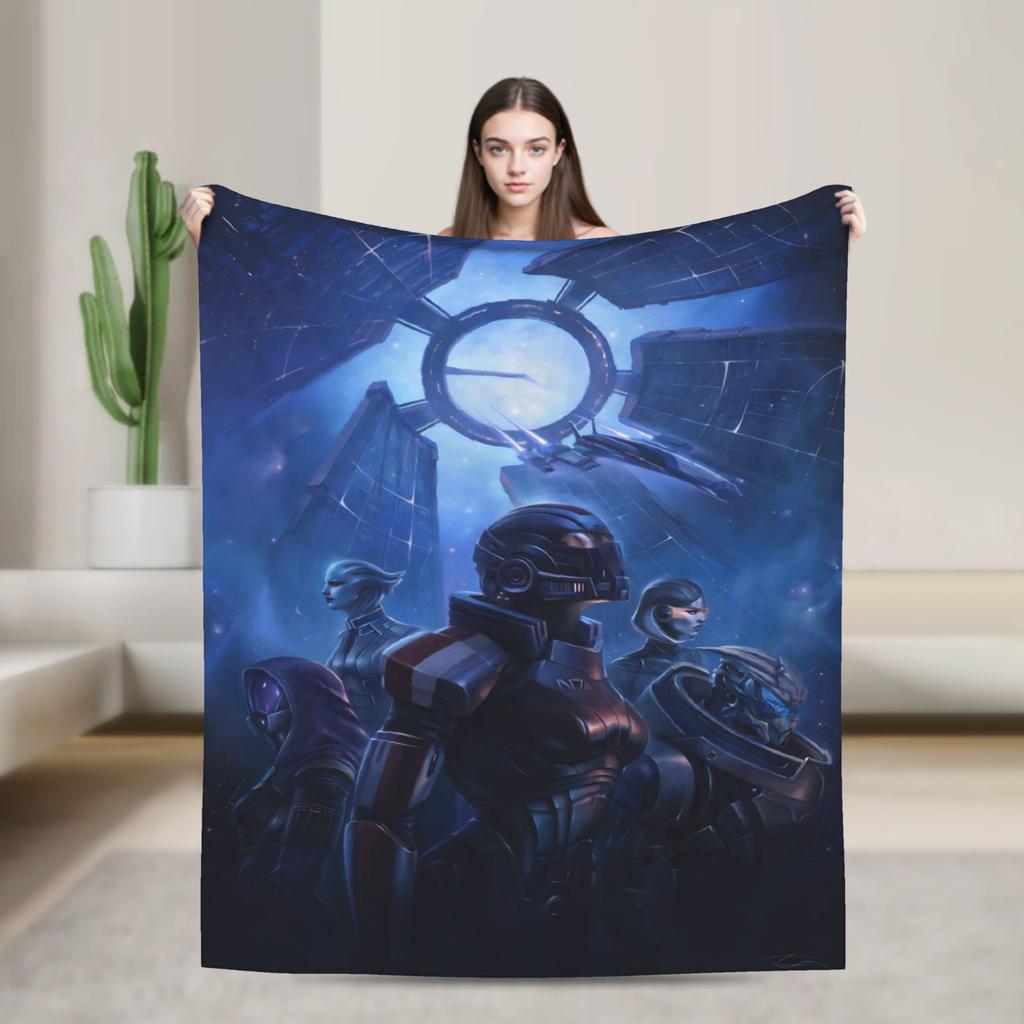Mass Effect Garrus Vakarian Blanket  Flannel Funny Warm Throw Blanket for Coverlet Summer