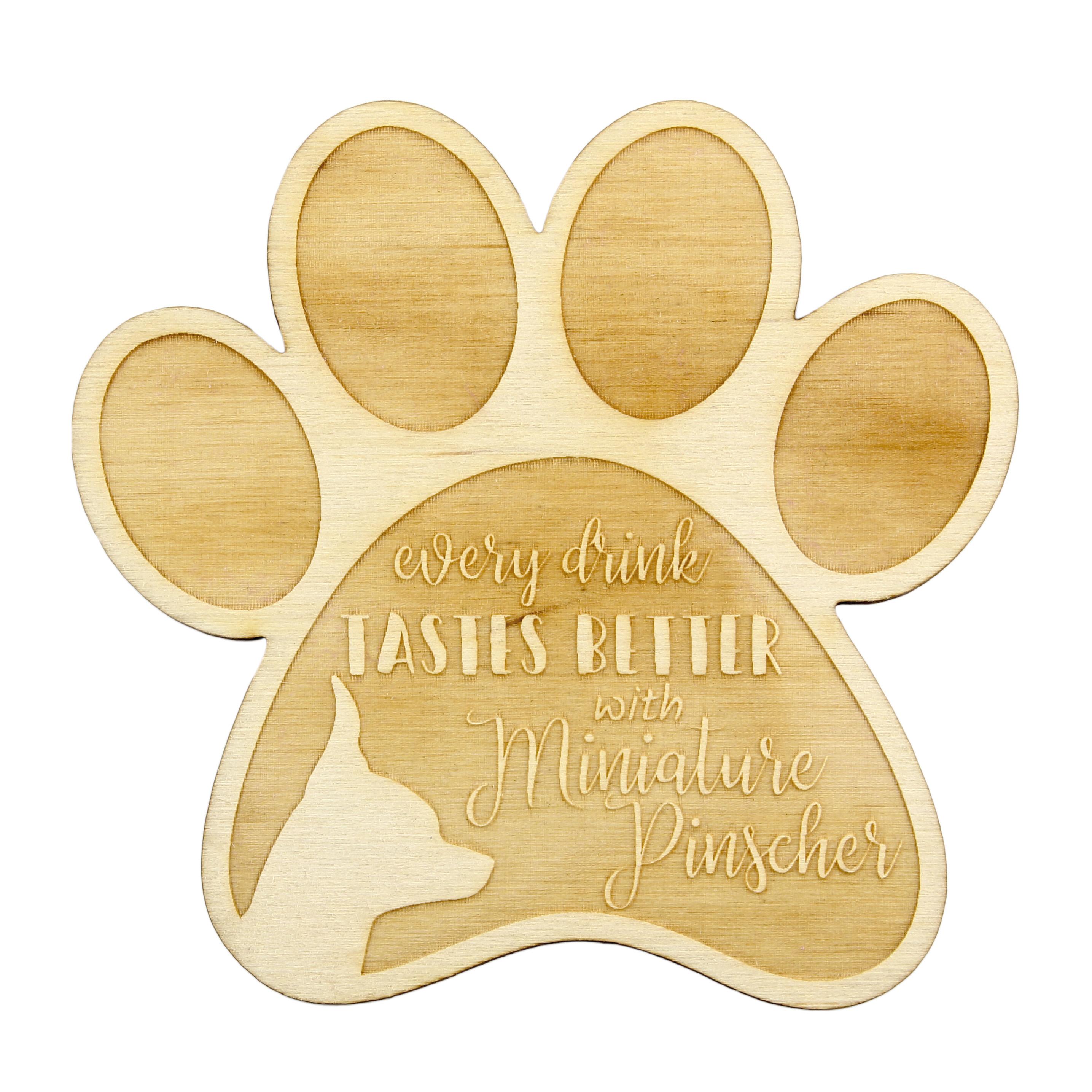 

Miniature Pinscher - Mug coaster, engraved coaster with dog, gift for dog lover by Art-Dog brand