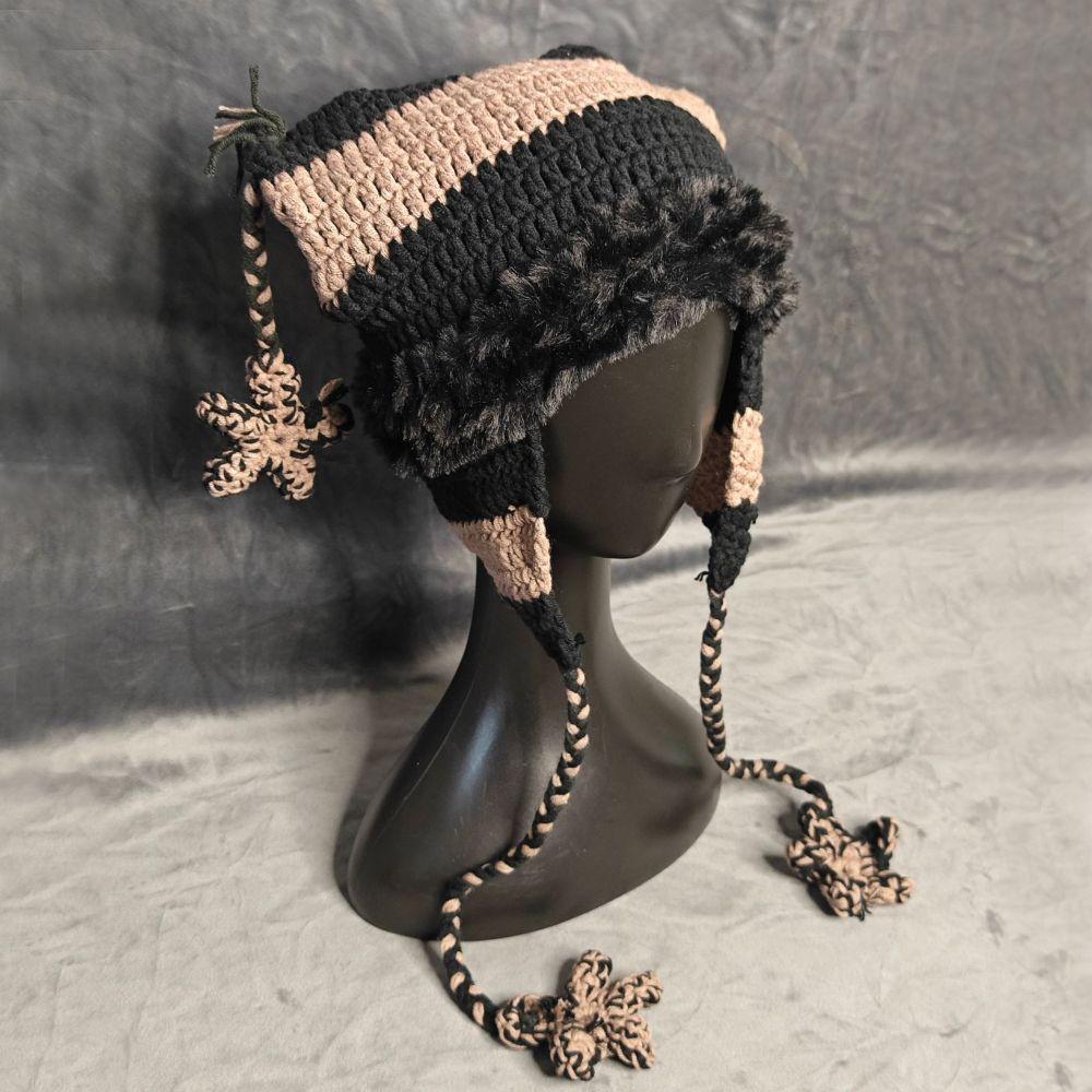 Thick Winter Bucket Hat Knitted Star Caps Casual Cat Ear Hat