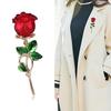 Rose Flower Brooch Enamel Leaf Breastpin Decorative Floral Lapel Pin for Women Party Banquet Wedding