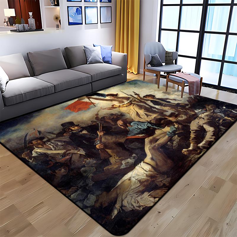 Famous Art Printed Oil Painting Carpet for Living Room Rugs Camping Stranger Things Picnic Mats Anti-Slip E-sports Rug Yoga Mat