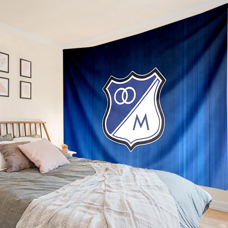 Blue And White Shield Millonarios Tapestry, Unique Design Tapestry, Wall Decor for Bedroom,Livingroom, Playroom,Heartwarming Fan Holiday Gifts