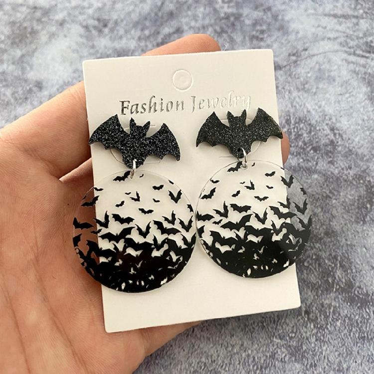 Trendy Earrings Halloween Bat Acrylic Ear Studs Visual Effects Ear Adorments