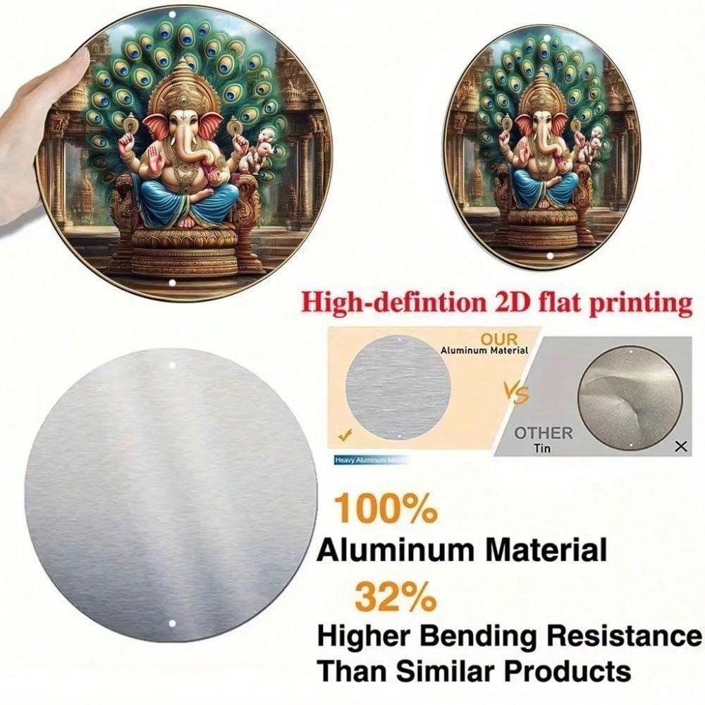 Metal Wall Art Ganesh 8x8 Inch Aluminum Poster for Living Room