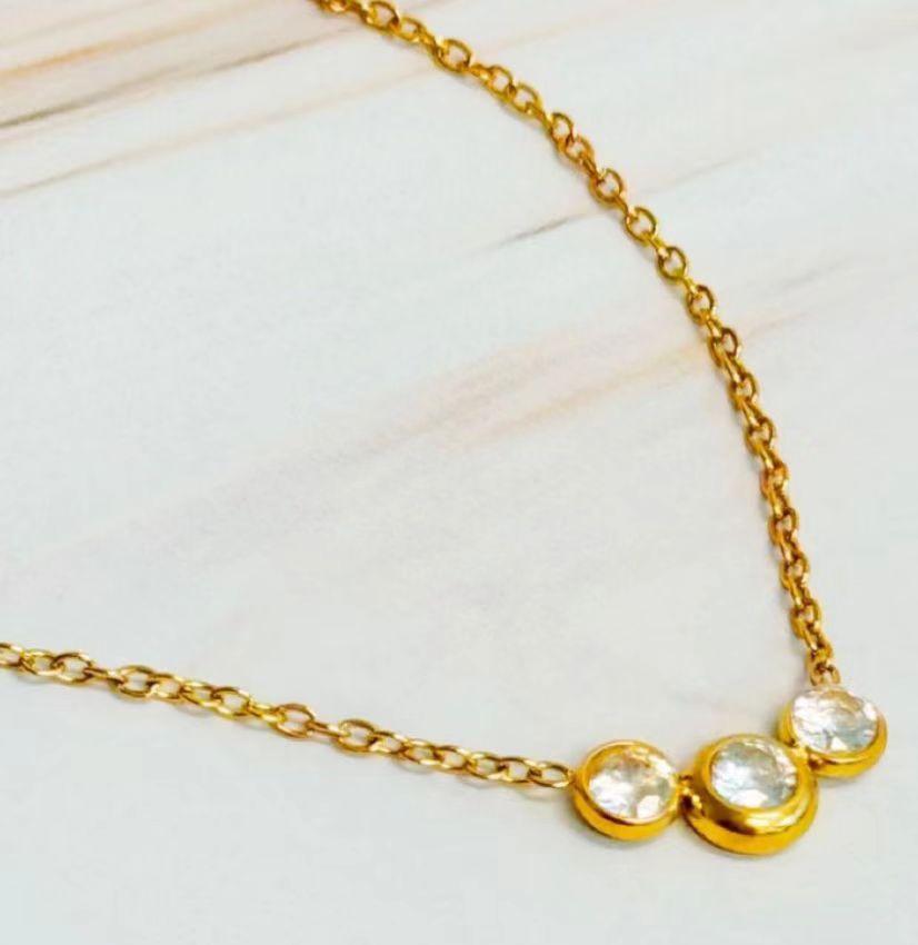 Zirconia Embellished Titanium Steel Cross Pendant Necklace Minimalist Light Luxury Jewelry for Women
