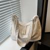 Soft Solid Color Tote Bag Large Capacity PU Leather Handbag All-Match Texture Crossbody Bag  Daily