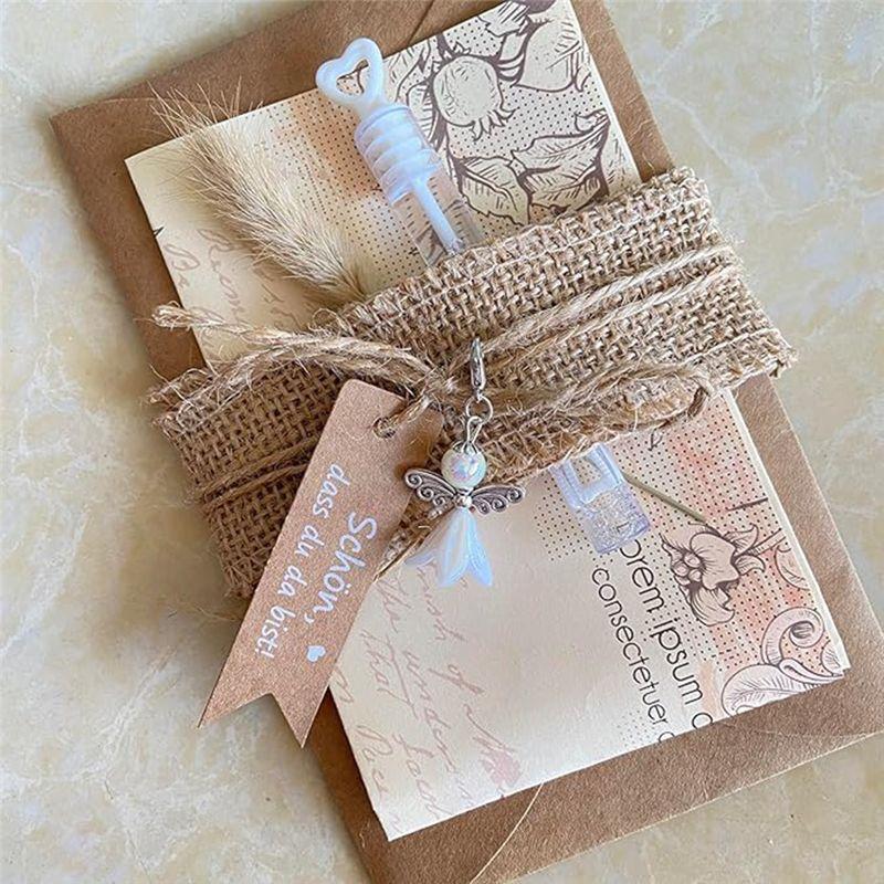 M-Moderno-50 Conjuntos Kit DIY Pingente Anjo da Guarda, Faça Seu Próprio Pingente de Anjo com Pérolas, Chaveiro, Pingente para Artesanato de Casamento DIY