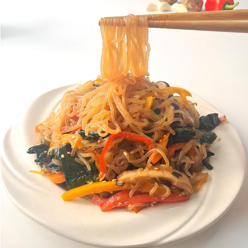 PpePpe Konjac Pronto para Comer Konjac Fermentado Noodles Japchae, 39kcal, 200g, Pacote com 8