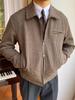 Men's Retro Houndstooth Zipper Jacket - Autumn/Winter Casual Waist-Cinching Lapel Design